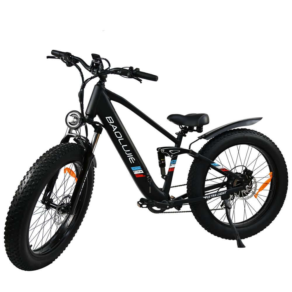 48V 12AH fat tire mountain bike with Shimano 8 speed side view