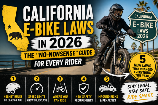 California e-bike laws 2026 no-nonsense guide covering helmet rules, speed limits, riding areas, and impound risks