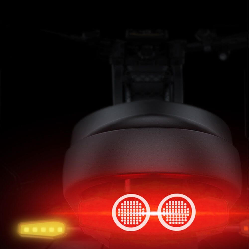 Black Coswheel GT20 1000W 48V adventure ebike with 20 inch fat tires and orange accents. rear lights