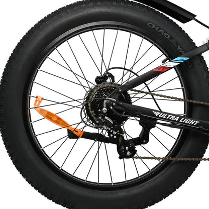 48V 500W high-torque motor mounted on a 48V 12AH fat tire mountain bike with Shimano 8 speed.