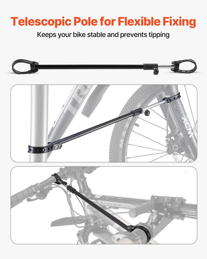 VEVOR heavy duty foldable ebike repair stand for home mechanics holding a mountain bike.