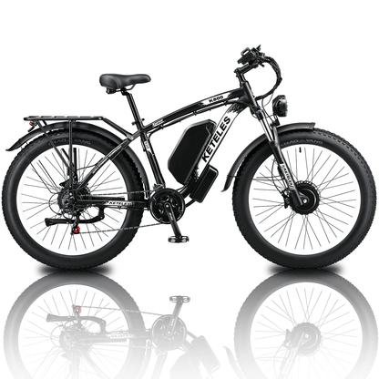 Intelligent LCD display and USB charging port on a KETELES 48V 23AH dual motor 2000W electric bike.