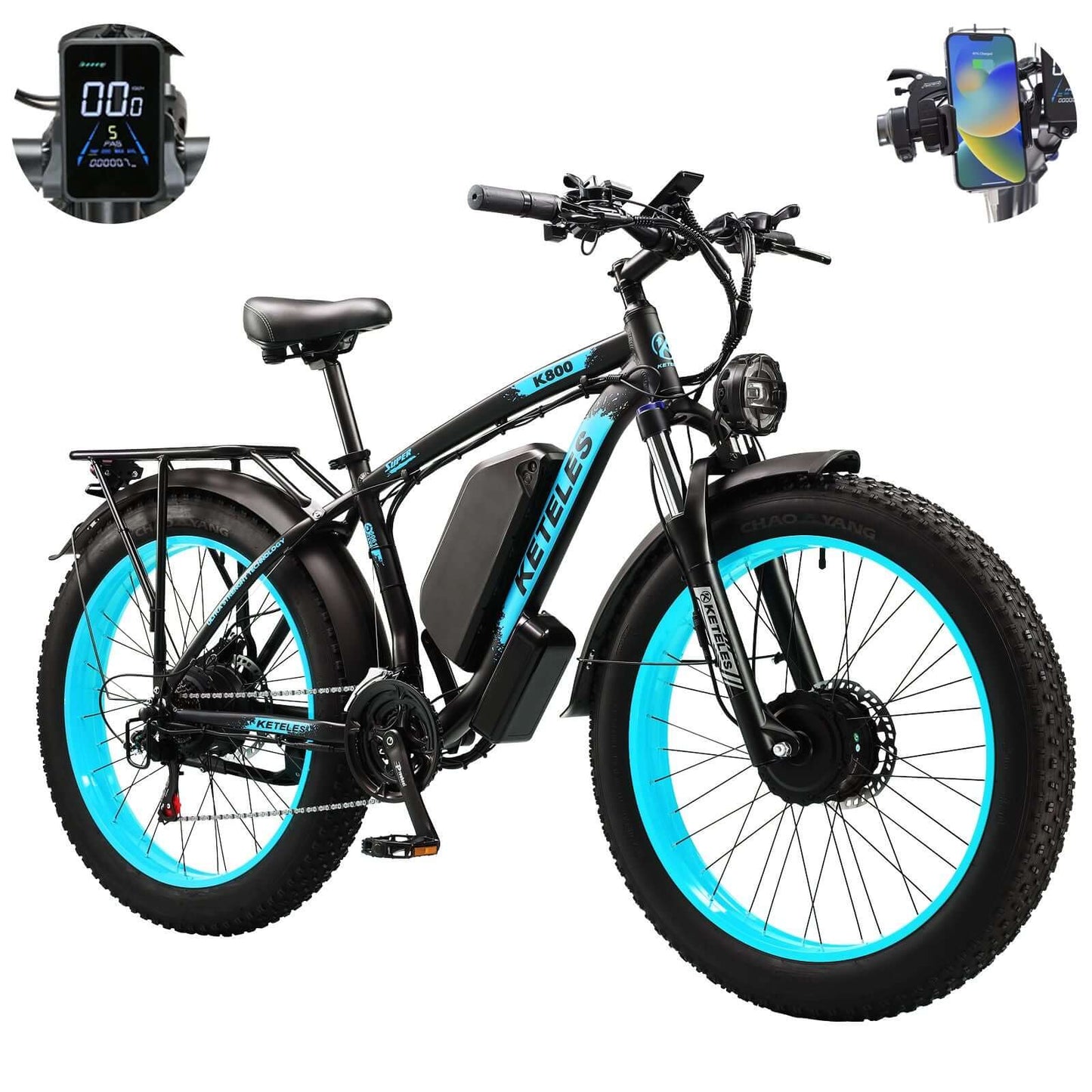 KETELES 48V 23AH dual motor 2000W electric bike with fat tires.