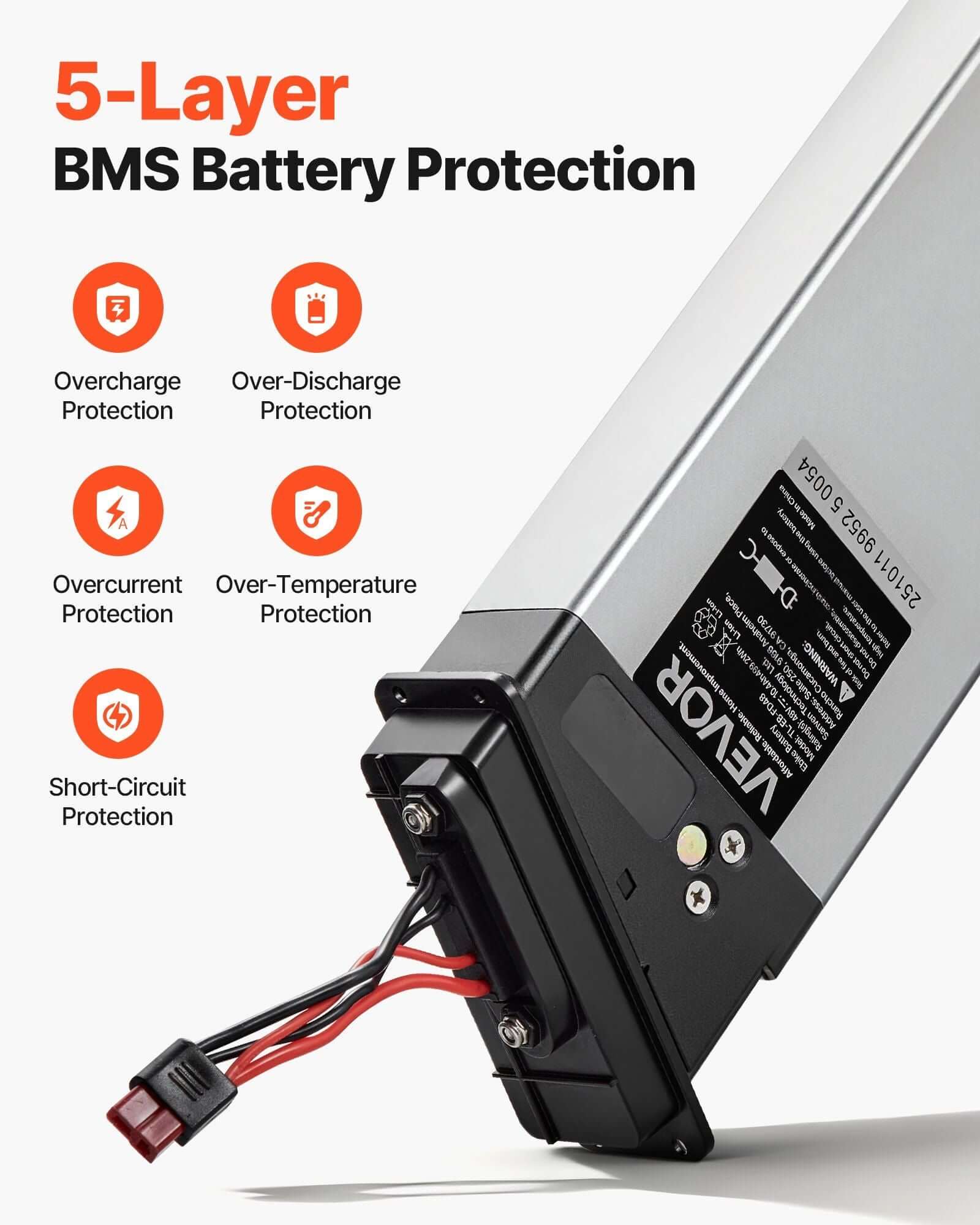 vevor 48v folding e-bike battery Fast 3.7h charging 48V lithium battery for 1000W e-bike motors