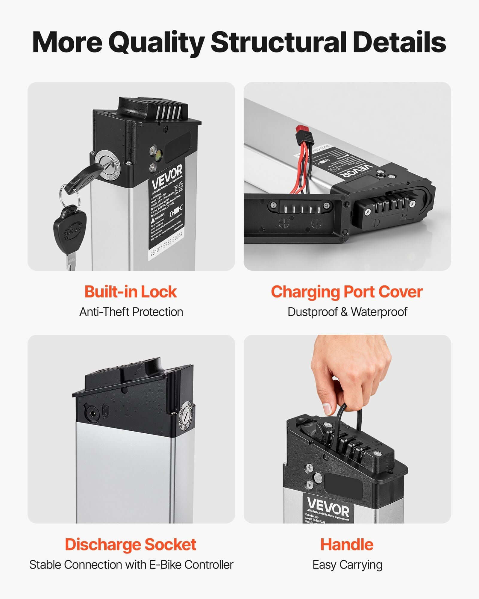 vevor 48v folding e-bike battery