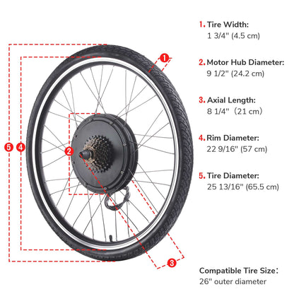 1000W brushless hub motor for 26 inch mountain bike conversion