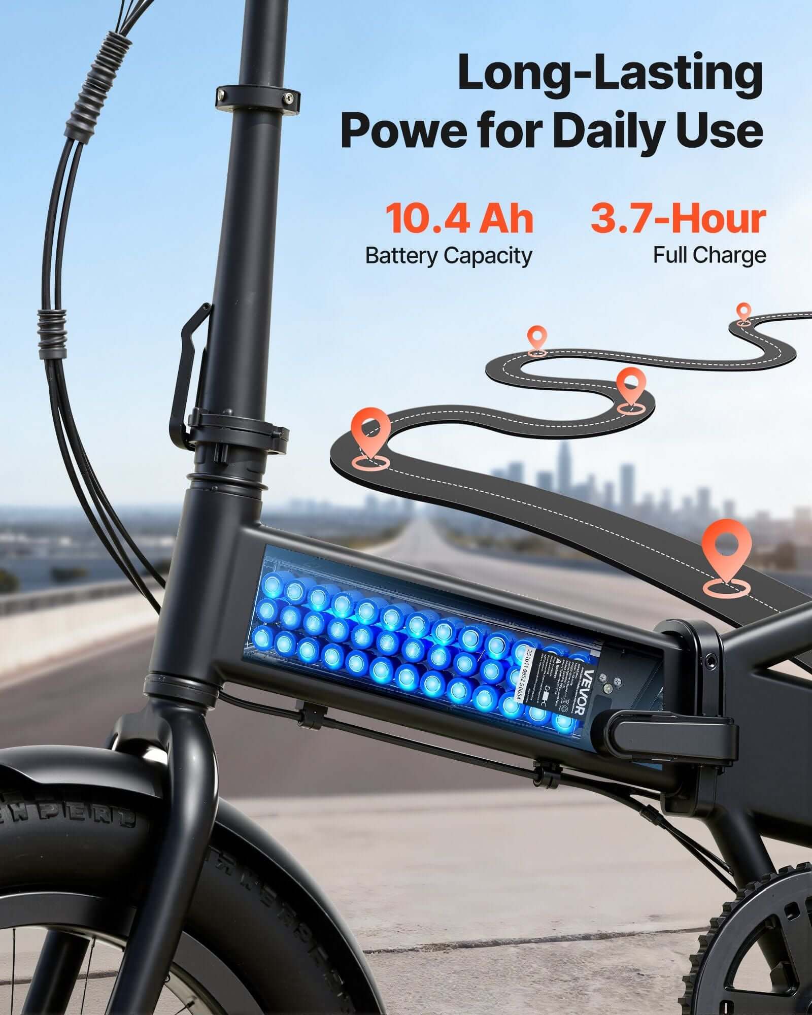 vevor 48v folding e-bike battery anti-theft lock and security keys.