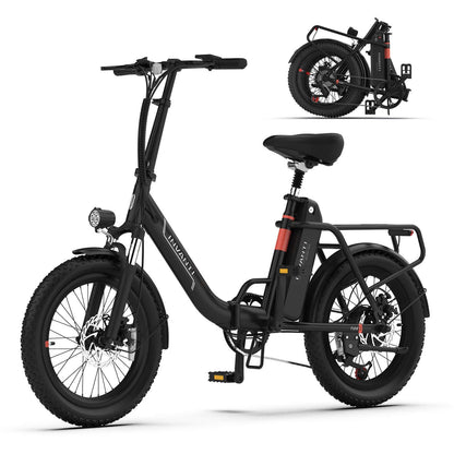 Side profile of the INVANTI EB11 lightweight 48V folding ebike for commuting in white